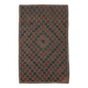 Tapis Kilim vintage à décor géométrique vert et rouge