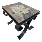 Cast iron & slate stone side table | 1960s