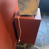 Base stuck blue beige marble-plaster, fringed lampshade Houles, 21st century.