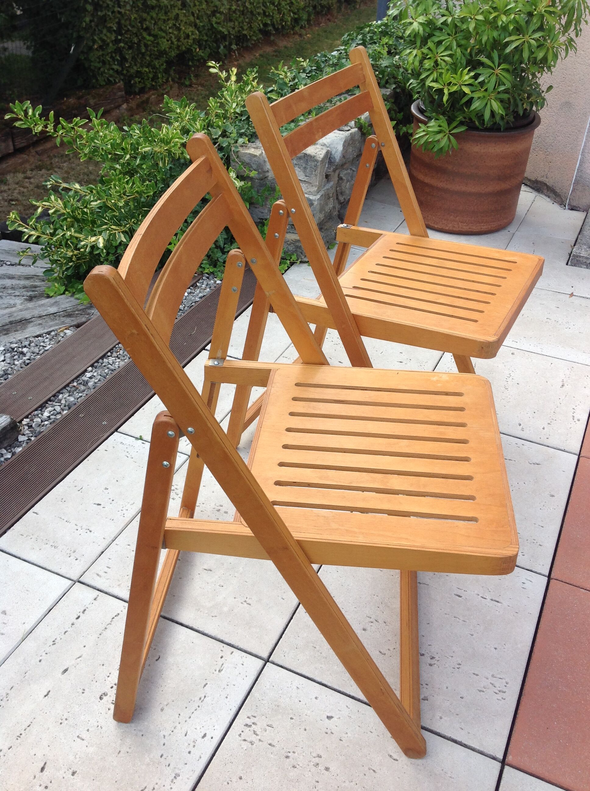 Pair of folding chairs Scandinavian style 60/70
