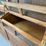 Large antique glass-fronted cabinet made of solid wood – Late 19th century