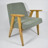 Armchair 366, designer J. hierowski, oak wood, green