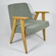 Fauteuil 366,  J. Chierowski, bois de chêne, vert