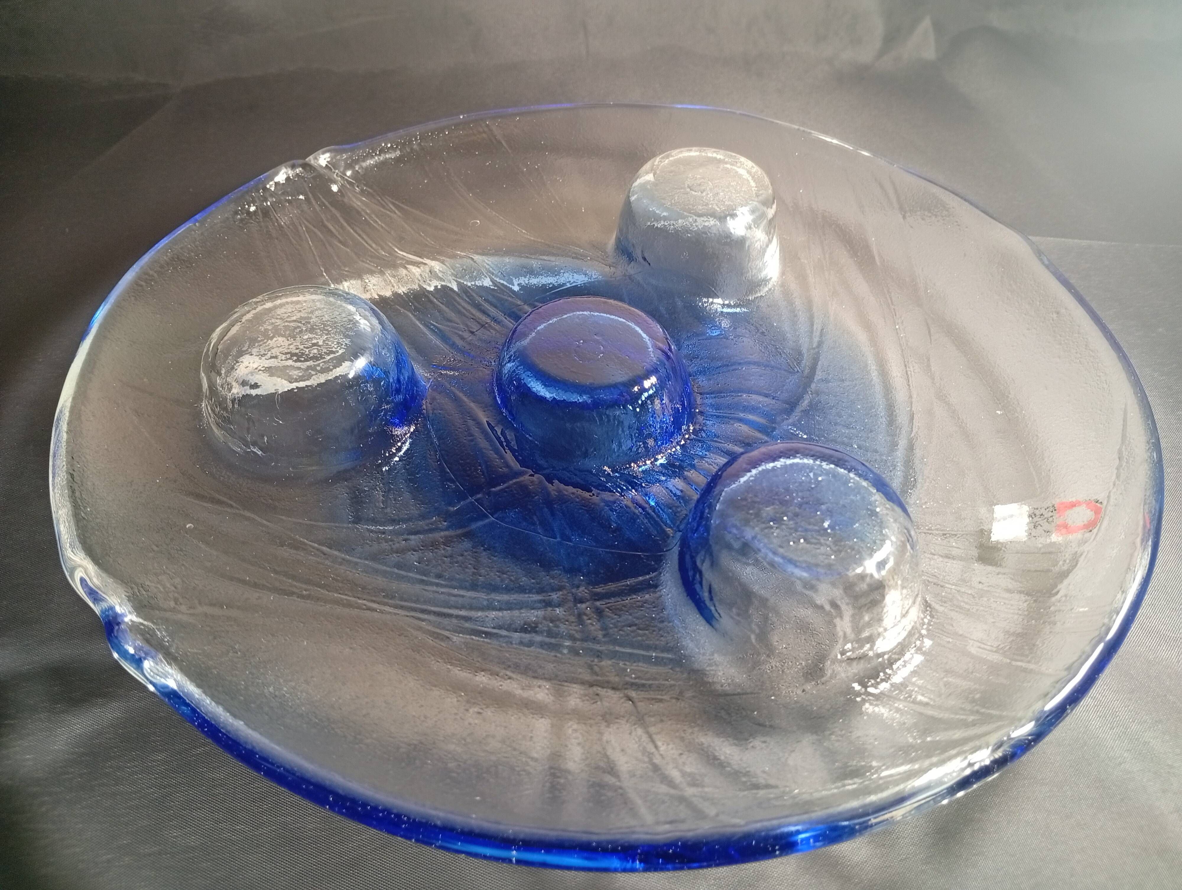 Rare Vintage Finnish Art Glass Tealight Candle Holder – Handmade Finland, 1