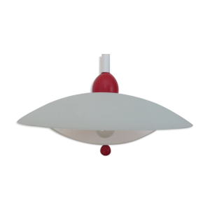 suspension verre bois et métal rouge et blanche années 80 era Memphis