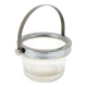 Art Deco sugar bowl, silver-plated brass, pressed glass, Poland, 1950s