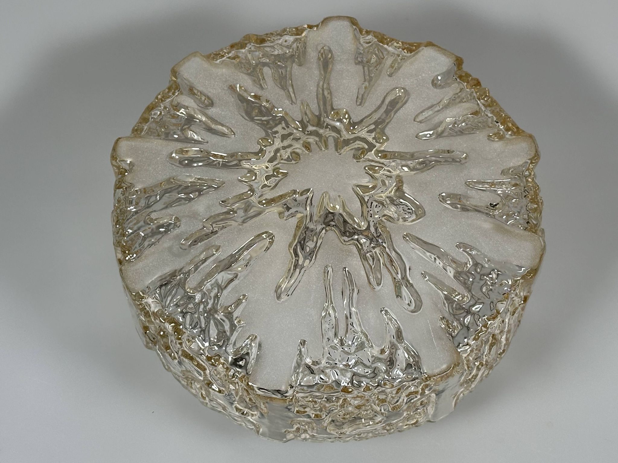 1960s 1970s Ceiling Lamp  Flush Mount in Glass & Metal Space Age Design