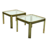 Set Model T09 Brass and Glass Side or Coffee Tables by Peter Ghyczy 1970s