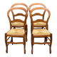 4 Louis Philippe chairs, solid curved wood and straw