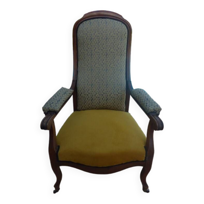 *Fauteuil voltaire  de style Louis Philippe en bois de qualité patiné par le temps - le dossier et l