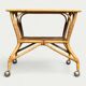 Vintage rattan and oak serving trolley 1960