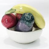 Coupe de fruits et légumes céramique trompe l'oeil mid-century
