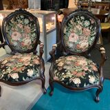 Pair of armchairs with foot rest Louis Philippe