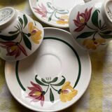 Set of 6 Digoin flower cups and saucers