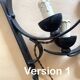 Wrought iron wall light, new fabric cabie, mirror lampshade