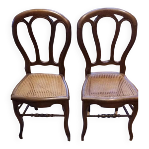 2 chaises cannées Louis - philippe