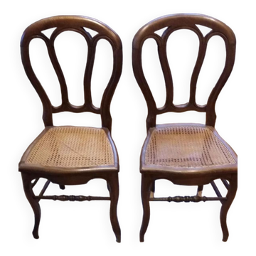 2 chaises cannées Louis Philippe