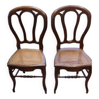 2 chaises cannées Louis Philippe