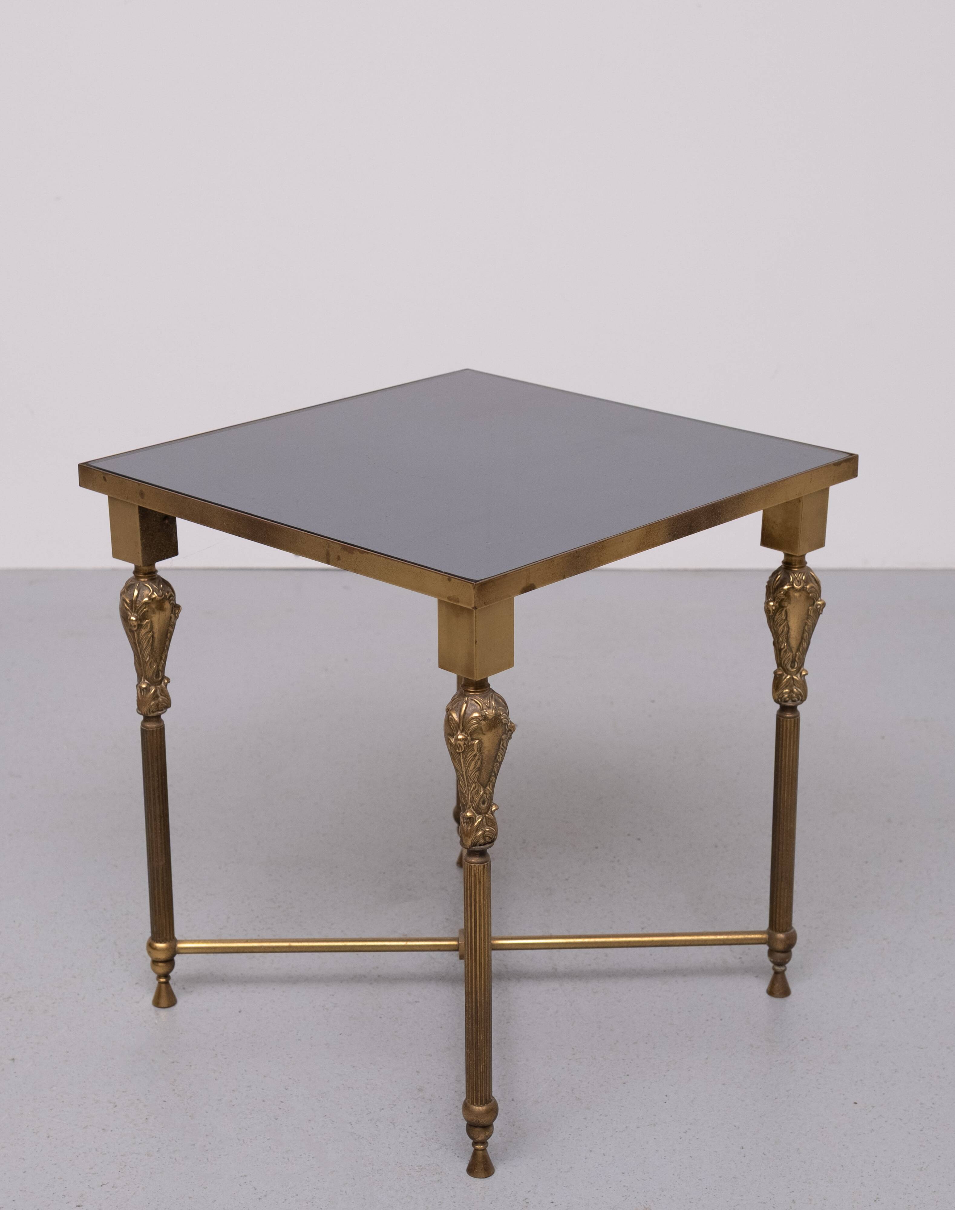 Hollywood Regency Brass side table Maison Jansen 1970s