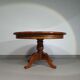 70s pine wood dining table / wood column leg table in 4-leg design with round top
