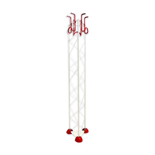 Cintre moderne en métal blanc et rouge, Italie 1980s