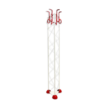 Cintre moderne en métal blanc et rouge, Italie 1980s
