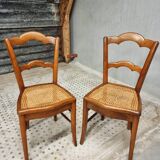 Antique set of chairs walnut with webbing