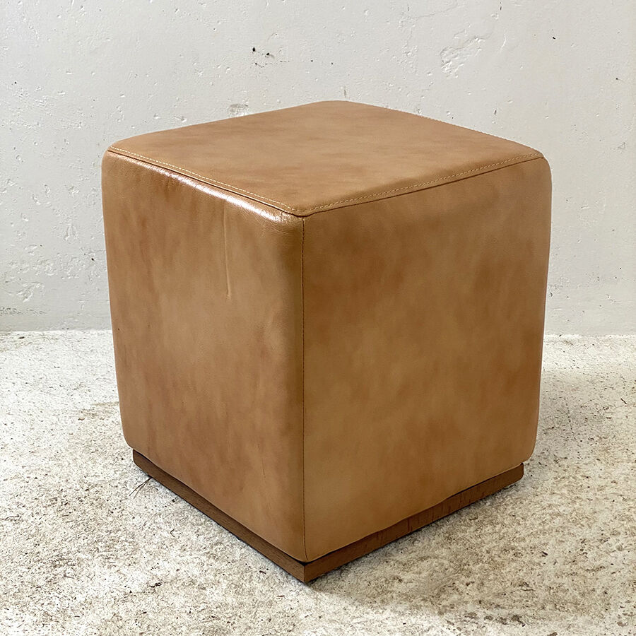 Vintage pouf 70's skaï ochre