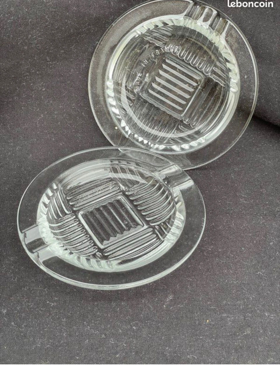 2 art deco glass ashtrays
