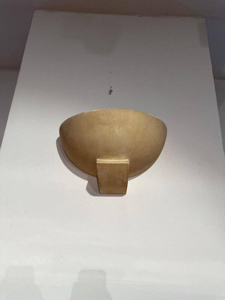 Art Deco wall lights in patinated plaster, France, 1925, set of 3