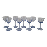 8 blue-tinted glass goblets – 1960s