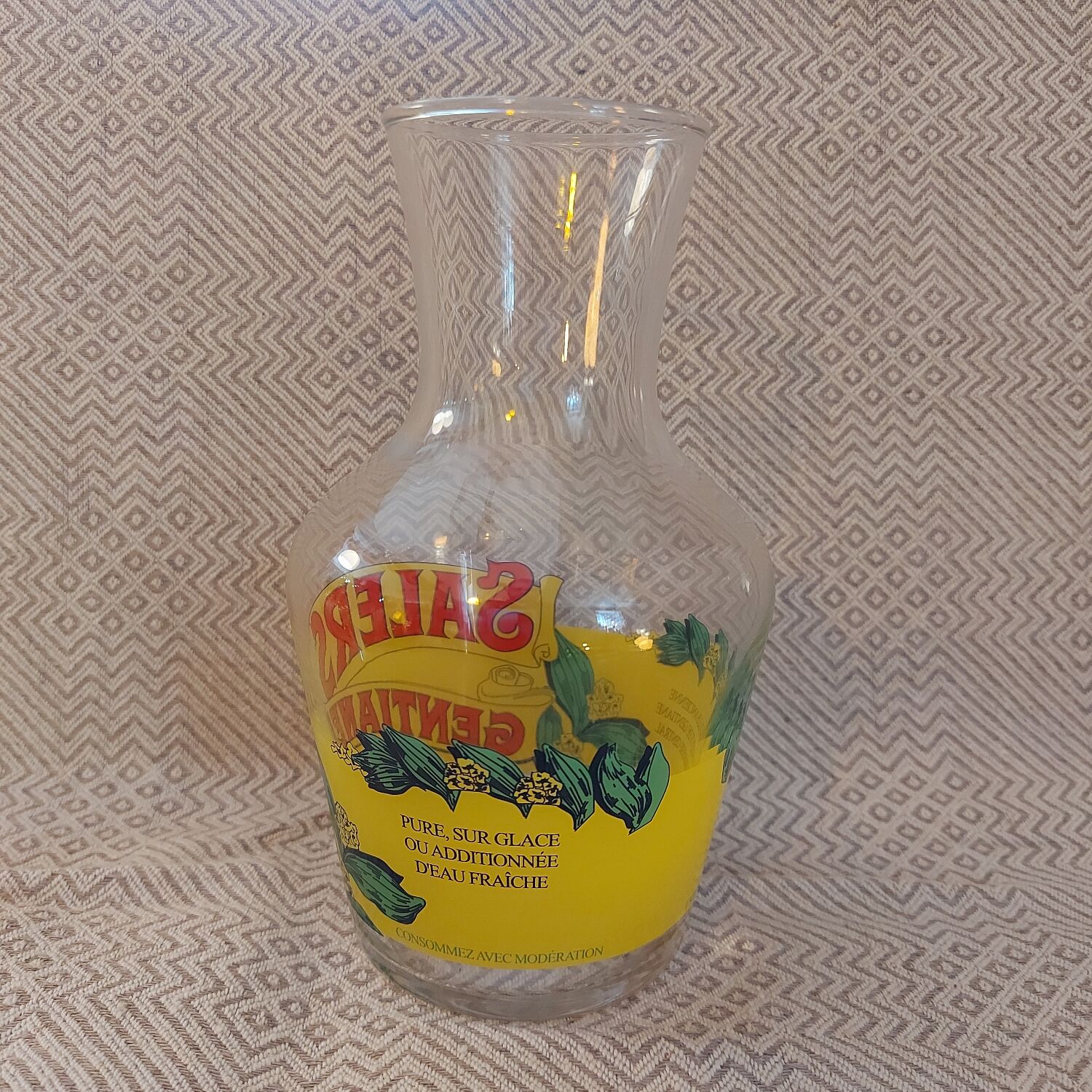 Vintage water decanter Salers Auvergne Cantal Gentian