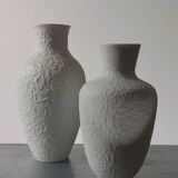 Pair of vintage biscuit porcelain vases by Metzler Ortloff