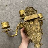 Important pair of Louis XV style bronze wall lights