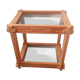 Light solid wood side table. 2 dyed glass shelves.