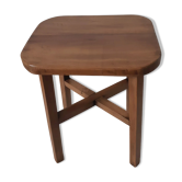 Tabouret antique en bois ciré table d'appoint siège vintage , tabouret de ferme