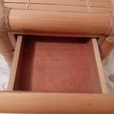 Vintage bamboo bedside table with drawer
