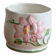 Petit cache-pot vintage en barbotine à décor de fleur rose