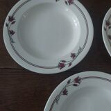 Salins E.Charbonnier half-soup plates, Athos decor, series of three years