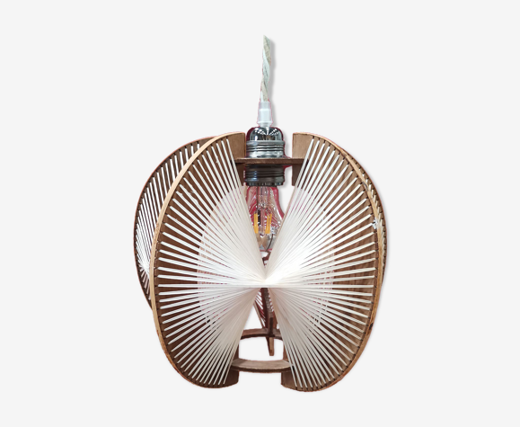 Lampe baladeuse en tissage de fil de lin graphique