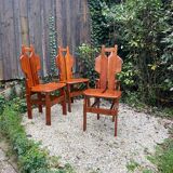 Suite de 4 chaises en teck massif en teck massif