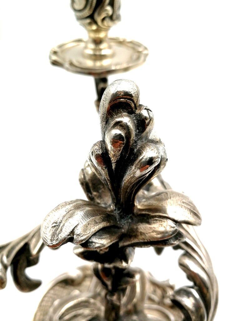 Wiskeman, pair of rococo chandelier, silver metal