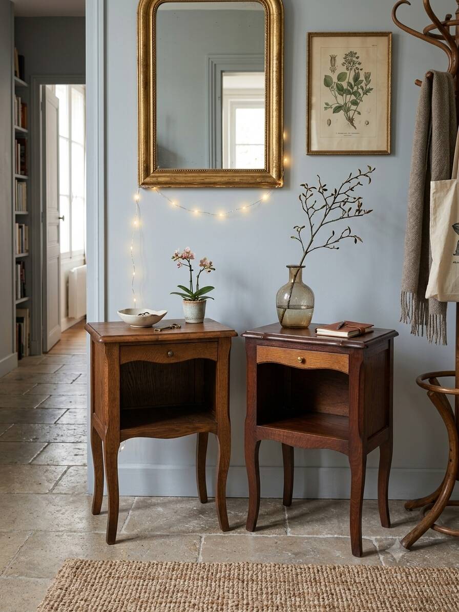 Paire de table de chevet style Louis XV en chêne