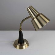 Table / Desk Lamp Model 600/5 by Gemi — Swedish Modernism in Black & Brass, 1960s