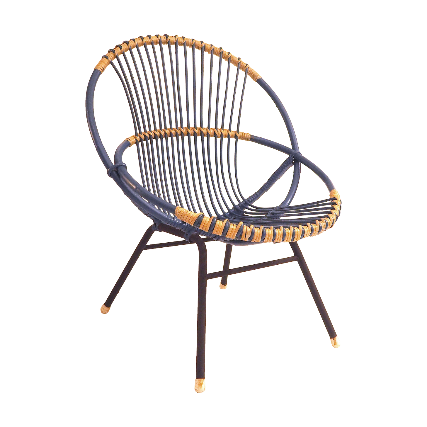 Blue rattan chair