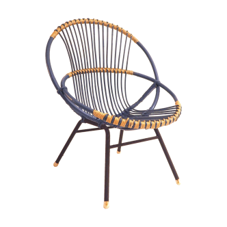 Blue rattan chair