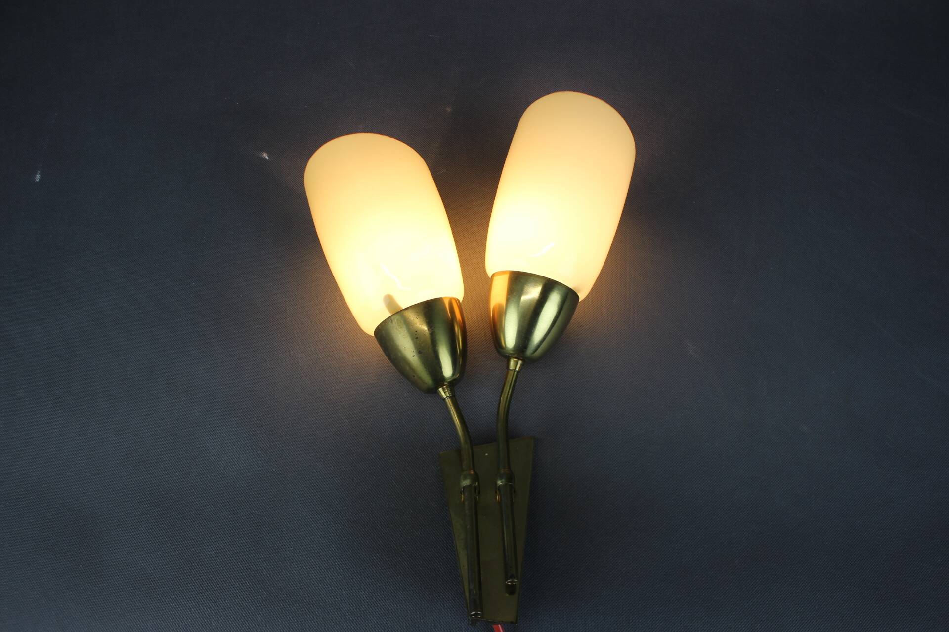 Wall lamp in brass and glass by Kamenický Šenov, Czechoslovakia, 1960.
