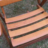Mid century patinated wood folding garden or patio elbow chair, 1960s
