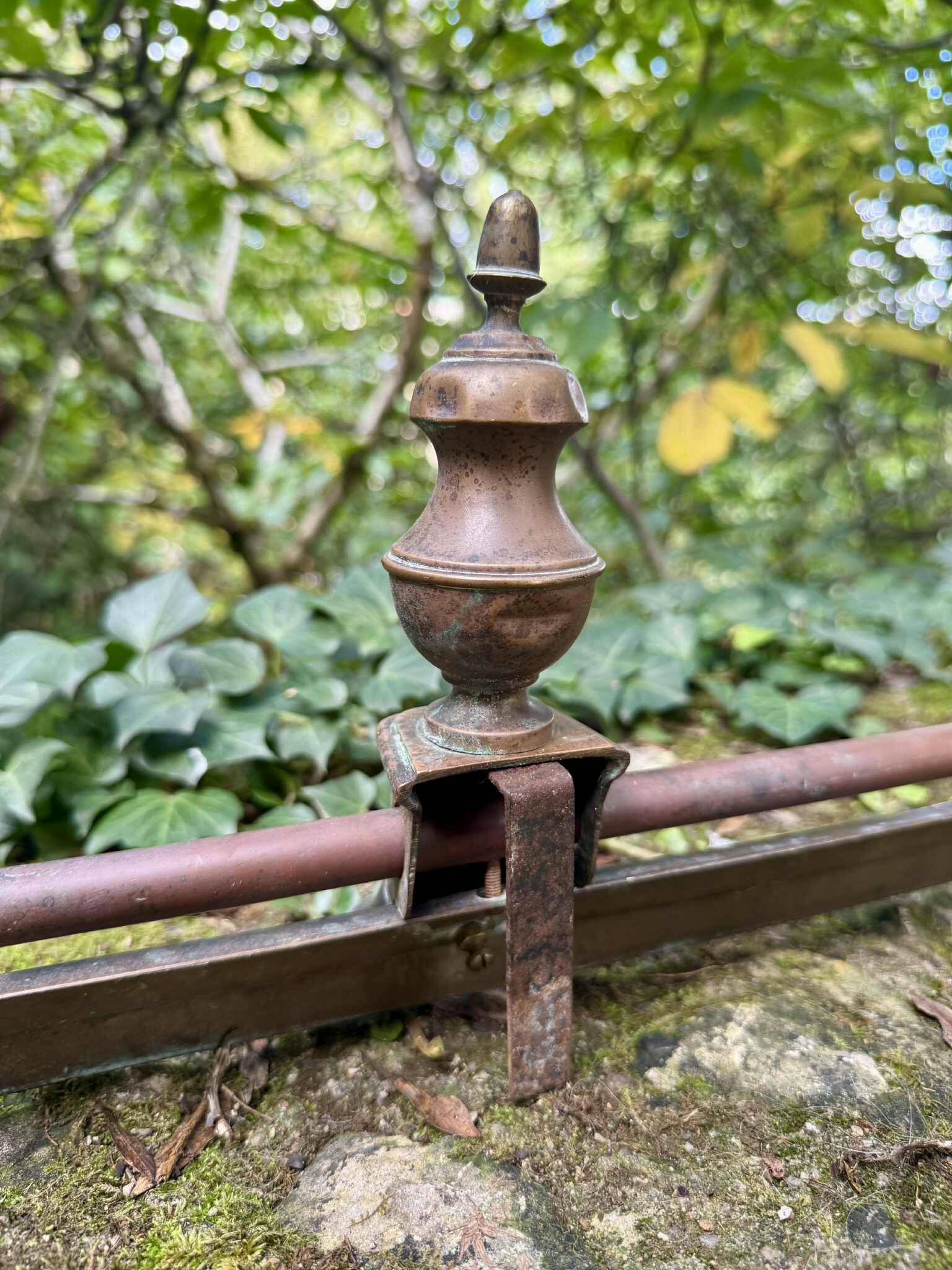 19th century bronze fireplace bar