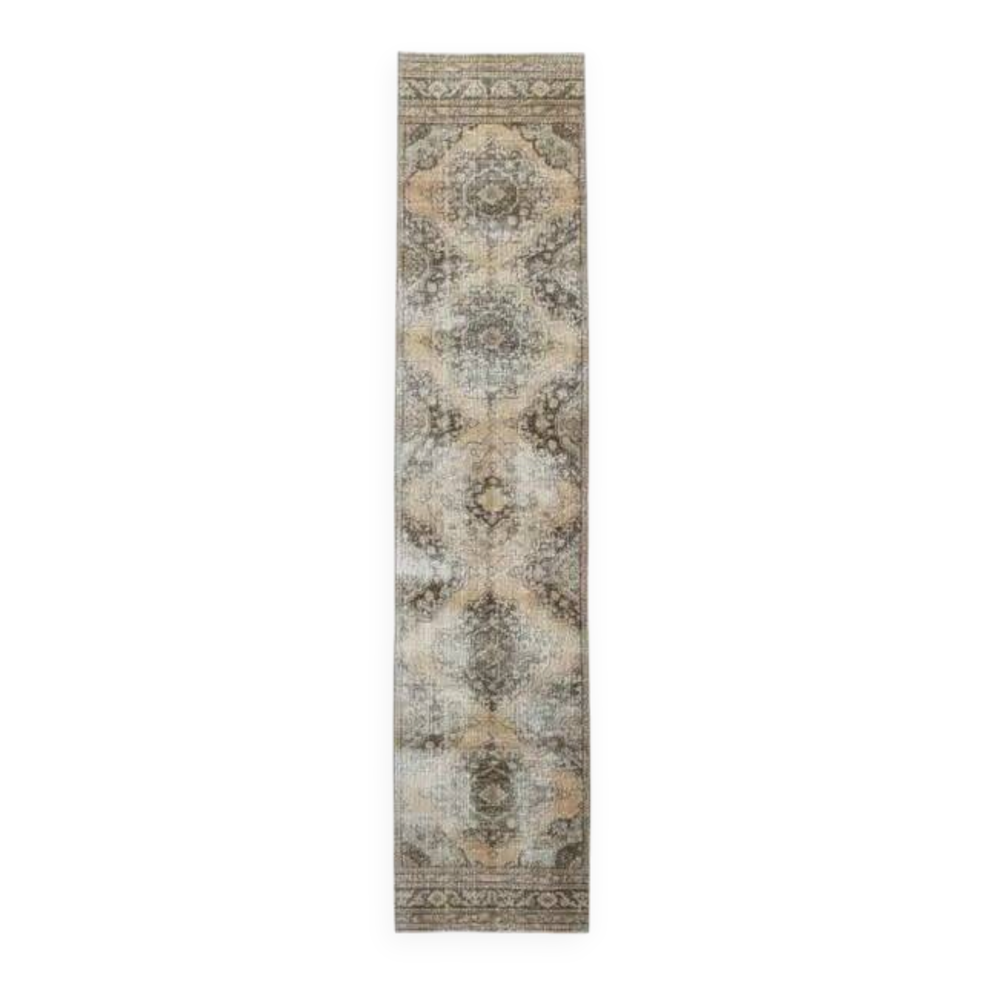 1970s Turkish hand-knotted runner rug 83x375